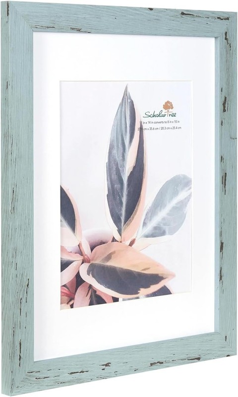 2-Pack Rustic Blue Wooden Picture Frames - 11x14 without Mat 8x10 with Mat gallery