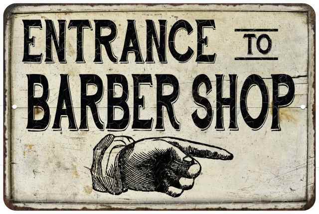 Entrance to Barber Shop Sign Vintage Look Chic Salon Hair Cut Pole 108120020161