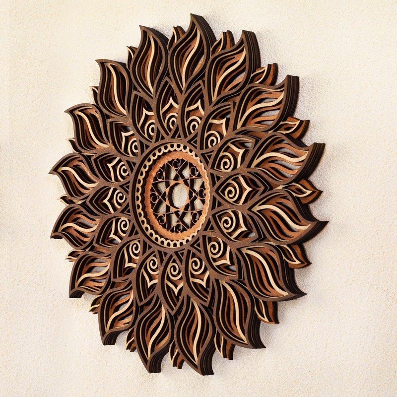 11.8 Inch Sun Wall Decor, Wooden Mandala Wall Art, Hollowed-out Sun Hanging S... gallery