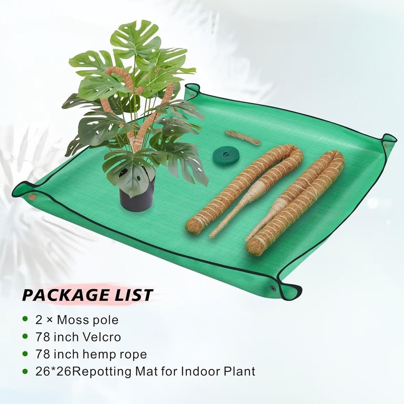 2 Pack Moss Pole Monstera Plant Support with Repotting Mat,28 Inch Plant Support gallery