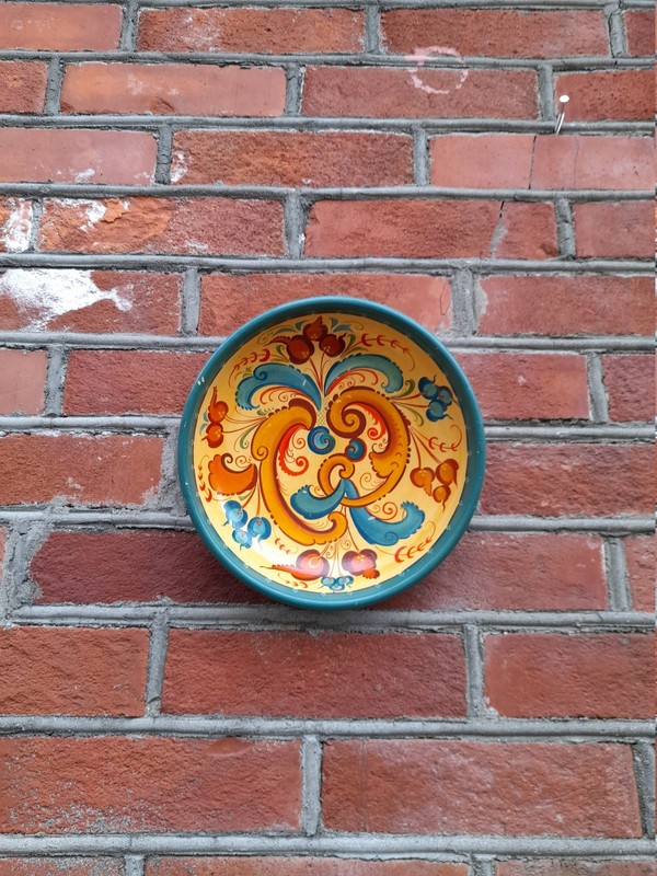 Norwegian rosemaling, Vintage bowl rosemalt, Rosemalt bowl folkart, Rose paint