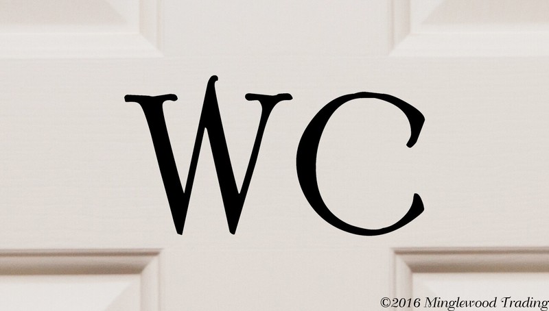 WC Vinyl Decal | Water Closet Bathroom Door Sign | Latrine Loo Die Cut Sticker