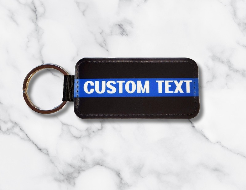 Custom Thin Blue Line Keychain – Personalized Name or Text-Police Support Gift gallery