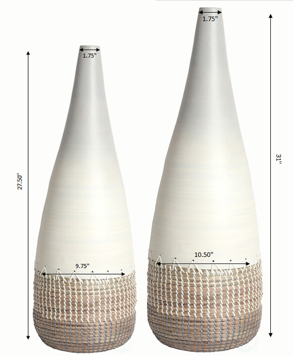 New Uniquewise Spun Bamboo and Coiled Seagrass Vase gallery