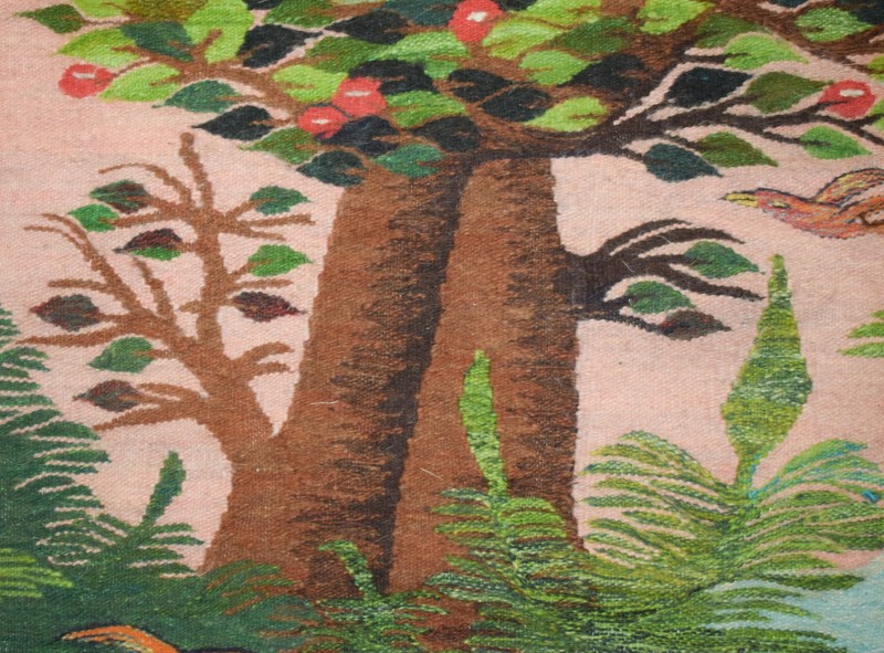 5.8 FT Large Egyptian Folk Art Tapestry - Handwoven Tree of Life Wall Hanging gallery