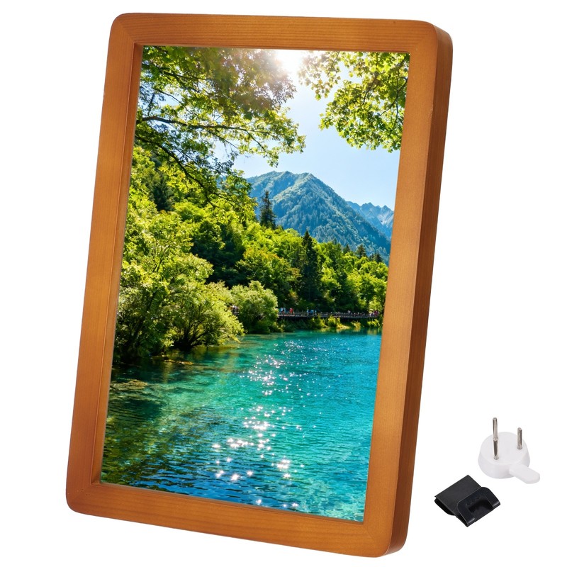 13×9.5″ Walnut Color Rectangle Wood Photo Frame, Rounded Corner Design