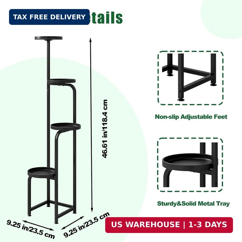 INGIORDAR Plant Stand Indoor Outdoor 4 Tier Metal Plant Shelf for Multiple Plant gallery