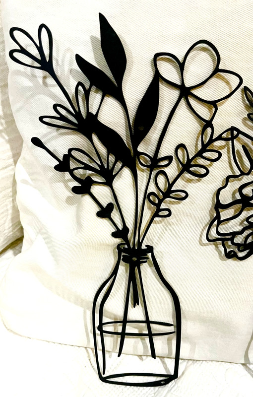 Metal Wall Art Flowers in Vases Set of 3 Black 13 in x 7 in includes screws gallery