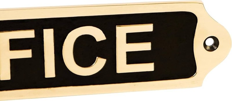 Office -No Soliciting Sign – Solid Brass Door Plaque, Black Finish gallery
