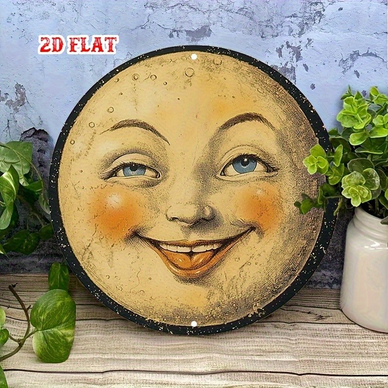 Smiling Moon Tin Metal Sign Wall Decor Rustic Cafe Garage 8x12 gallery