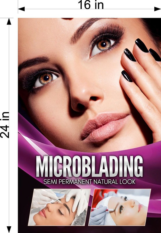 Permanent 23 Perforated Mesh See-Through Window Vinyl Microblading Sign Vertical