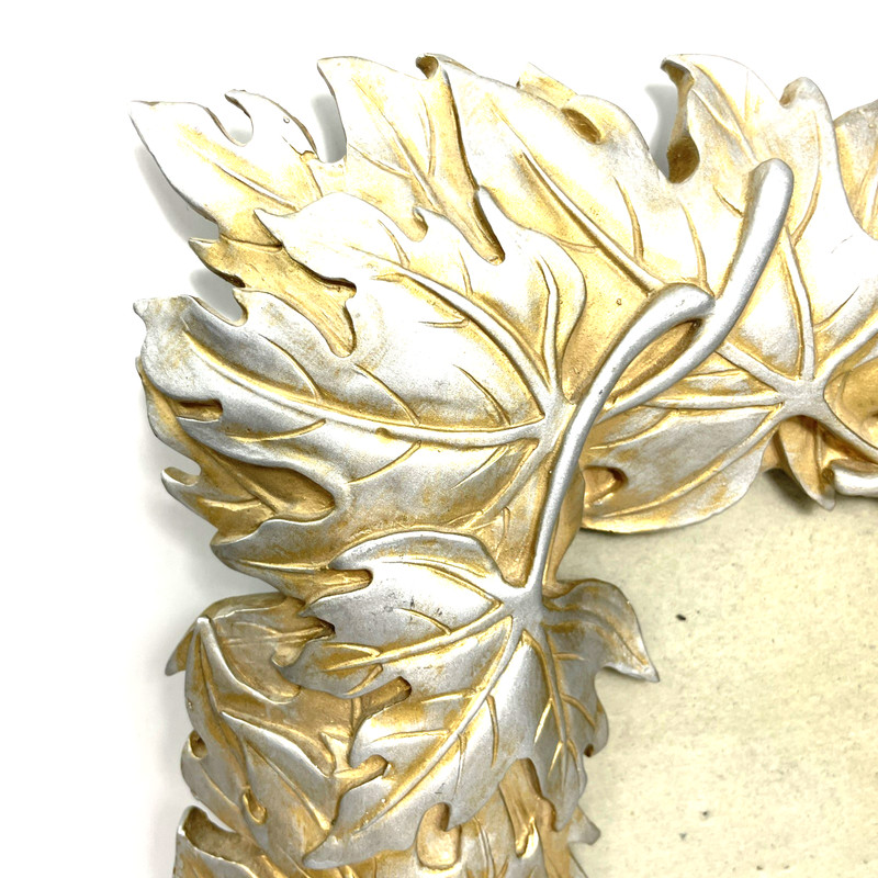 Table Frame Gold Silver Resin Overlapping Leaves Maple Leaf Motif 10" x 8.5" gallery