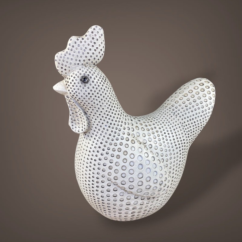 Rooster Chicken Figurine Farmhouse Country Decor White Distressed Shelf Decor