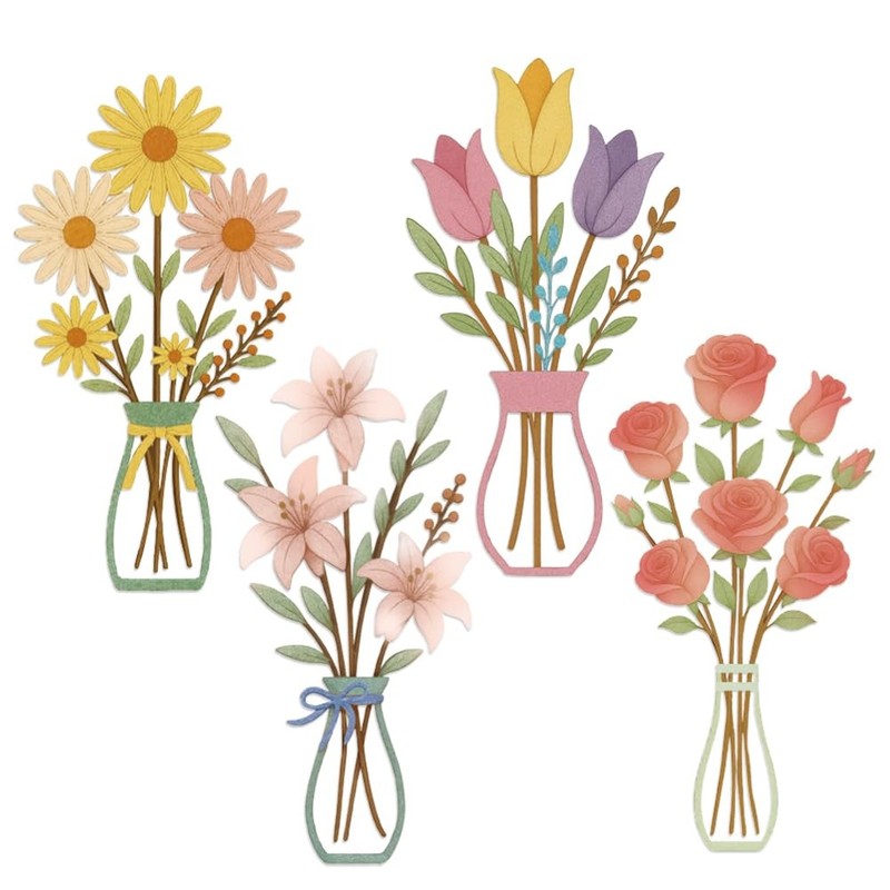 4PCS Metal Flower Wall Art Rustic Farmhouse Floral Wall Decor Modern Minimali…