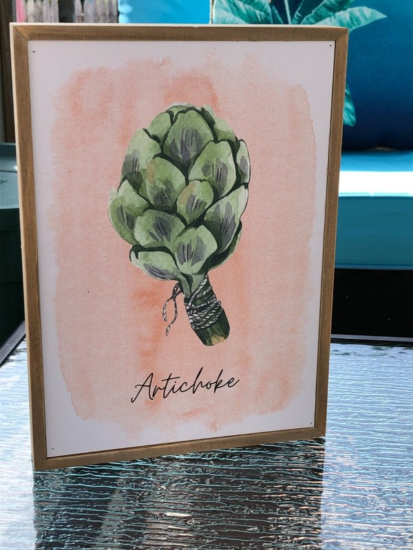 NEW-Hobby Lobby Artichoke & Asparagus Kitchen- Table/Wall Art Decor 7.125"x9.87" gallery