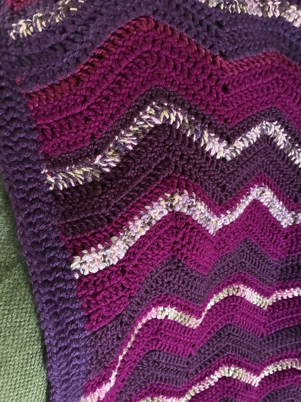Beautiful Afghan/Throw Hand Crocheted 46x60 Burgundy, Cranberry, Pink &Purple gallery
