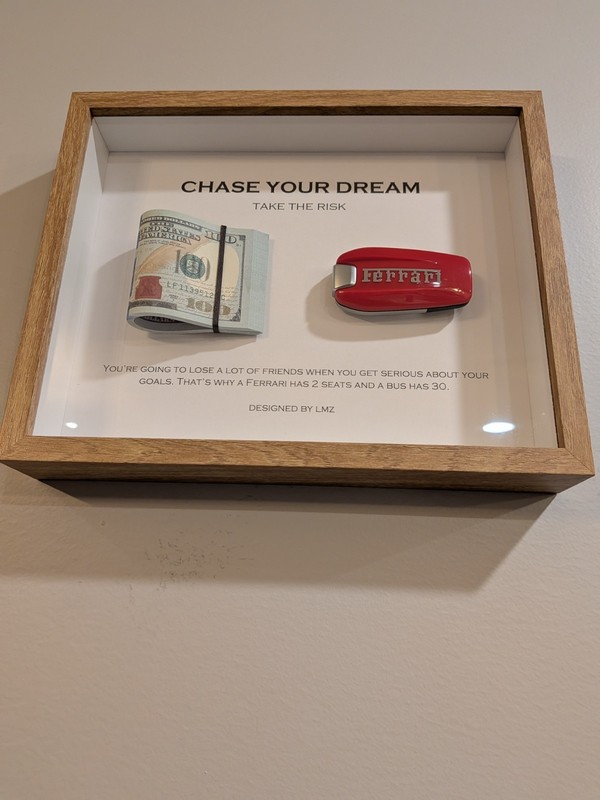 3D Money / Ferrari Key Wall Art Frame 9" X 11" gallery