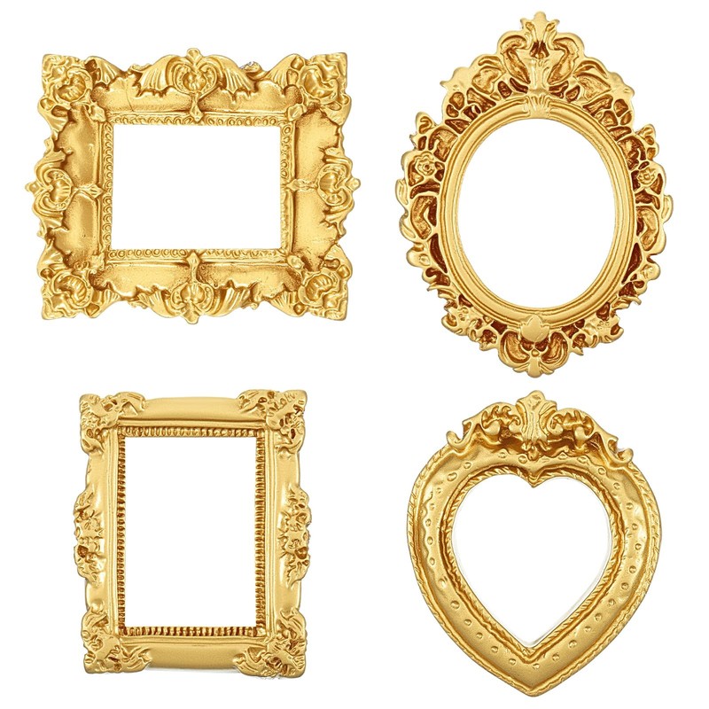 4 Pcs Mini Picture Frames,Small Vintage Picture Frame Gold Mini Frames for Cr...