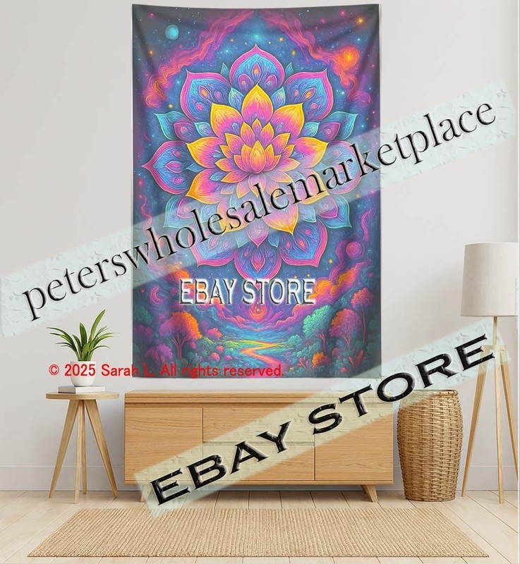 Lotus Mandala Wall Tapestry psychedelic flower banner beer accent 59X82 in gallery