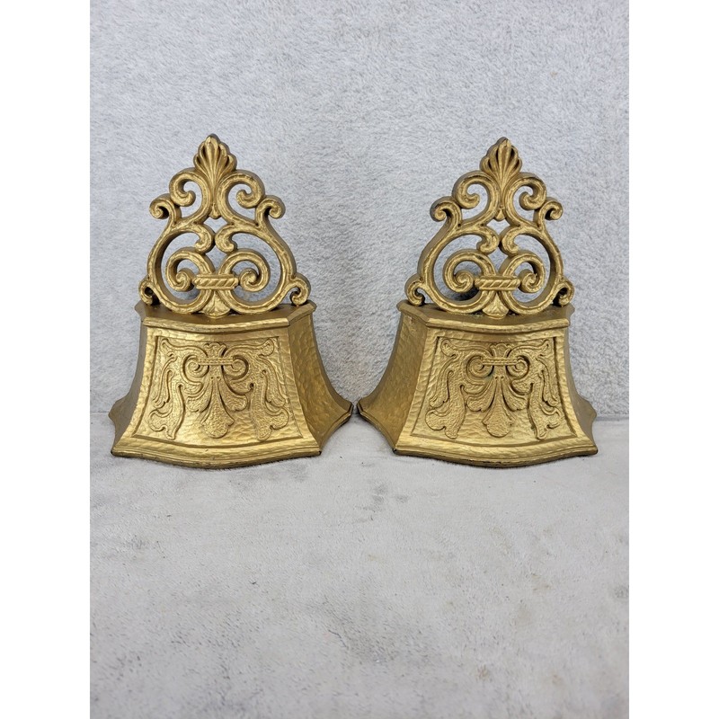 Vintage 1970 Dart Ind 6005 Gold Wall Pockets Sconces Hollywood Regency Set of 2