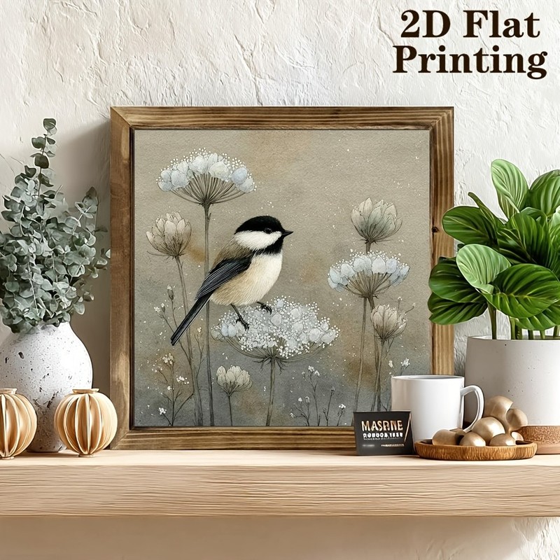 Floral Bird Batentical Wooden Sign Rustic Vintage Farmhouse Decor for Kitchen