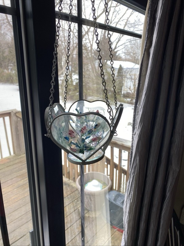 Hand made Hand painted Sun catcher Planter Stained glass 5×5