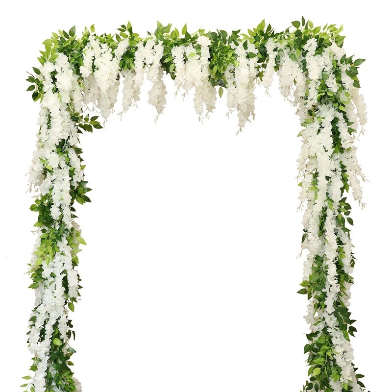 Wisteria Artificial Flowers Garland, 2Pcs Total 14.4ft Silk Faux Wisteria Vin…