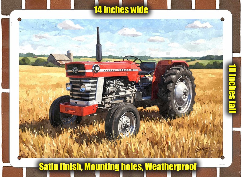 Metal Sign – 1969 Massey Ferguson 165 Tractor Watercolor – 14×10