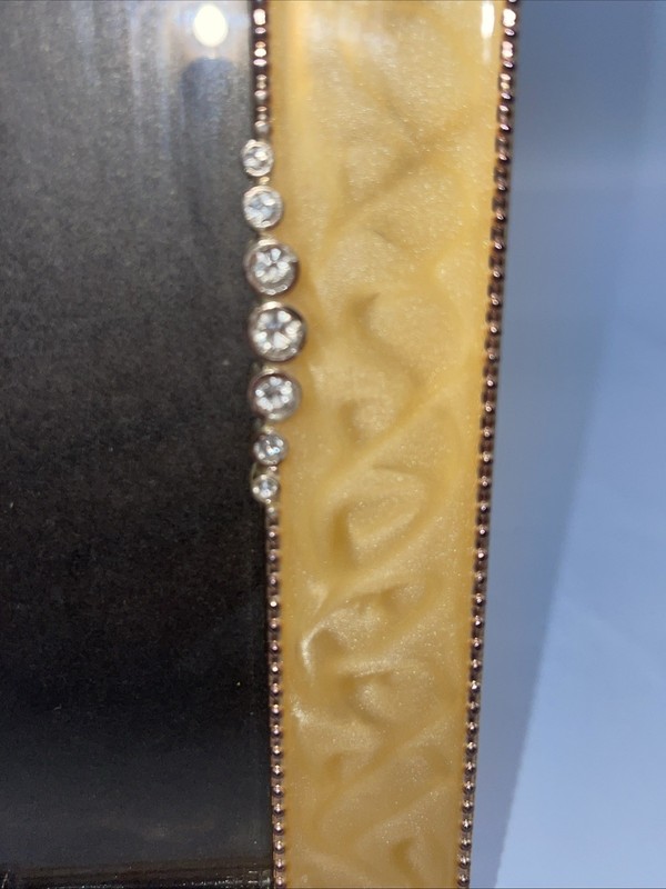 Gold Enamel Picture Frame with Rhinestone Accent 8 1/2 X 7” Approximately ￼ gallery