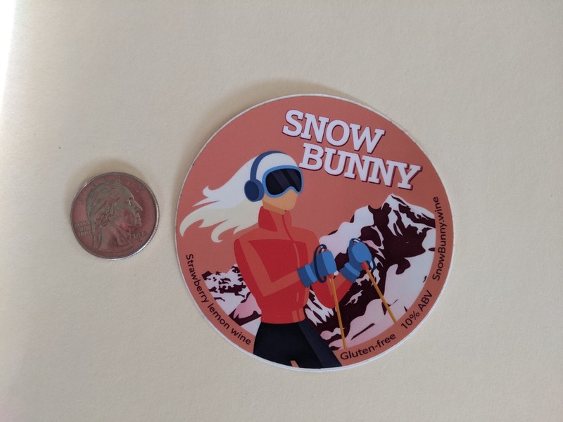 Snow Bunny Sticker Skier Pee Gluten-Free Wine Colorado CO Alcoholic Beverage