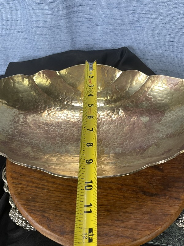 Vintage Brass Centerpiece Bowl Handmade Hand hammered Copper Brass Centerpiece gallery