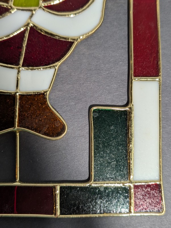 Vtg Stained Glass Christmas Santa Metal Glass Window Hanging Suncatcher 7.5x12 gallery