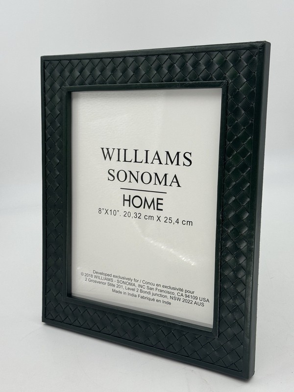 New Williams Sonoma Home 8×10 Green Woven Leather Photo Frame, Scuffed, Read!