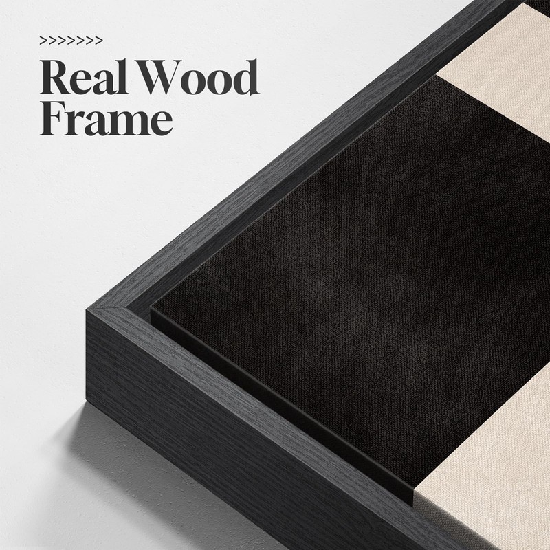 Large Framed Neutral Abstract Wall Art for Living Room, 3 Piece Black Beige C... gallery