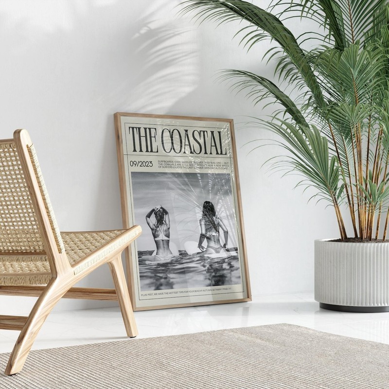 Beachy Surfer Girl Poster Coastal Wall Art Retro Summer Print gallery