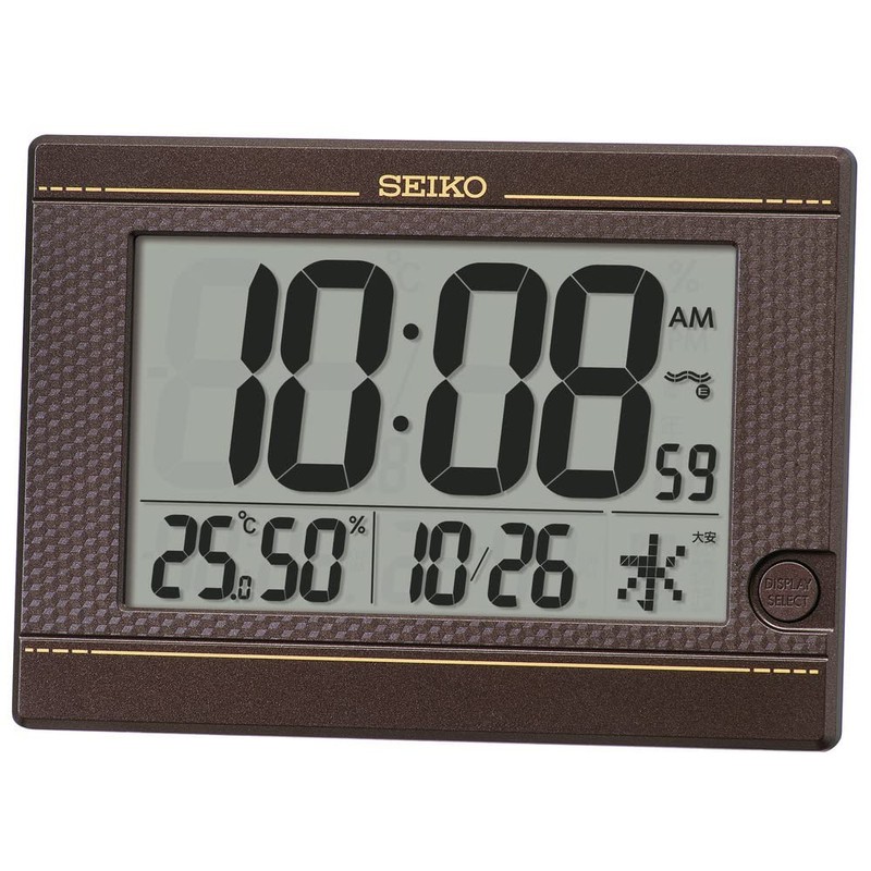 Seiko Clock Table Clock Wall Clock Digital Dark Brown Metallic 145×210×71mm