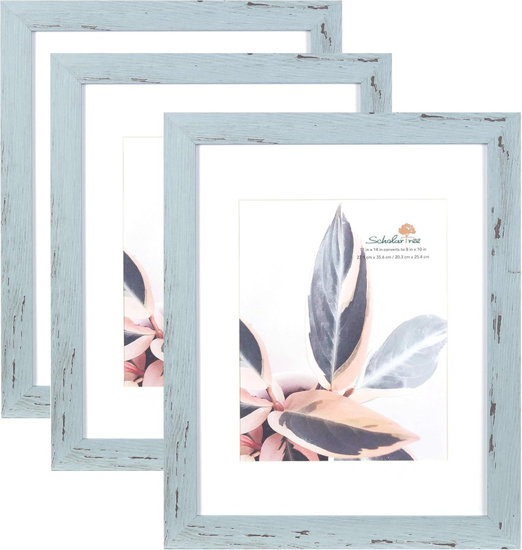 Set of 3 Rustic Wooden Picture Frames – Display 11×14 without Mat 8×10 with Mat