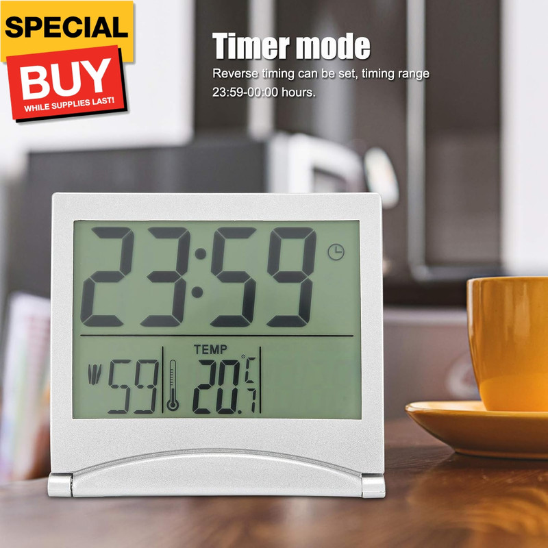 Electronic Compact Alarm Foldable Calendar Easy to Read Atomic Desktop Clock Aut gallery