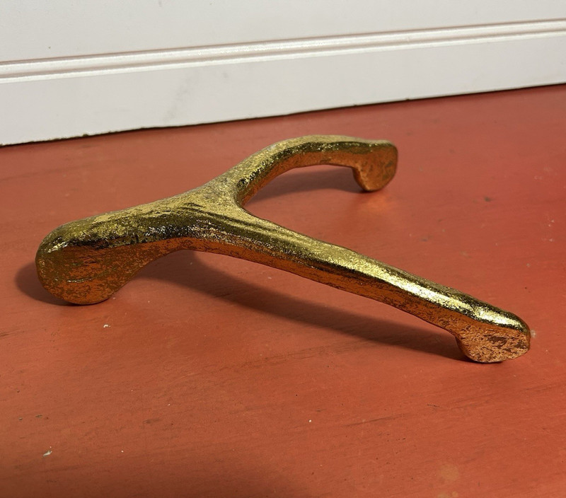 Golden Wishbone Oversized Decor Shiny gold tone Thanksgiving sculpture tabletop gallery
