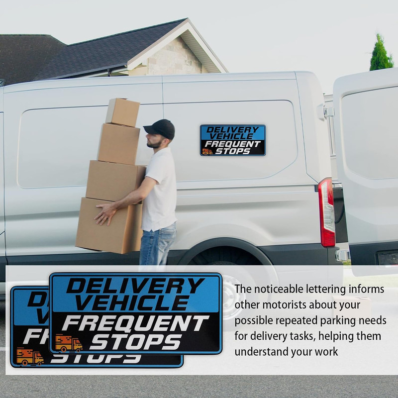 2PCS Reflective Delivery Driver Magnet Car Sign Frequent Stops 9x4 Vehicle gallery