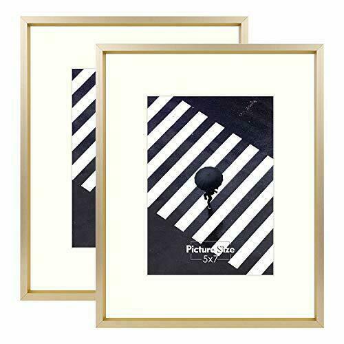 2 Pack 8×10 Gold Aluminum Metal Photo Picture Frame Fits 5×7 Real Glass Gallery