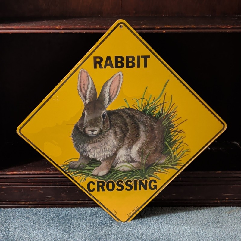 Crosswalks Rabbit Crossing Diamond Metal Wall Sign, Yellow Black, 12 in