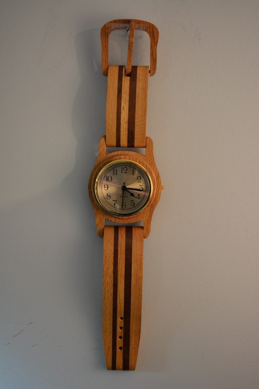 Giant 22” Wooden Wrist Watch Shaped Wall Clock Quartz Battery, EXC.