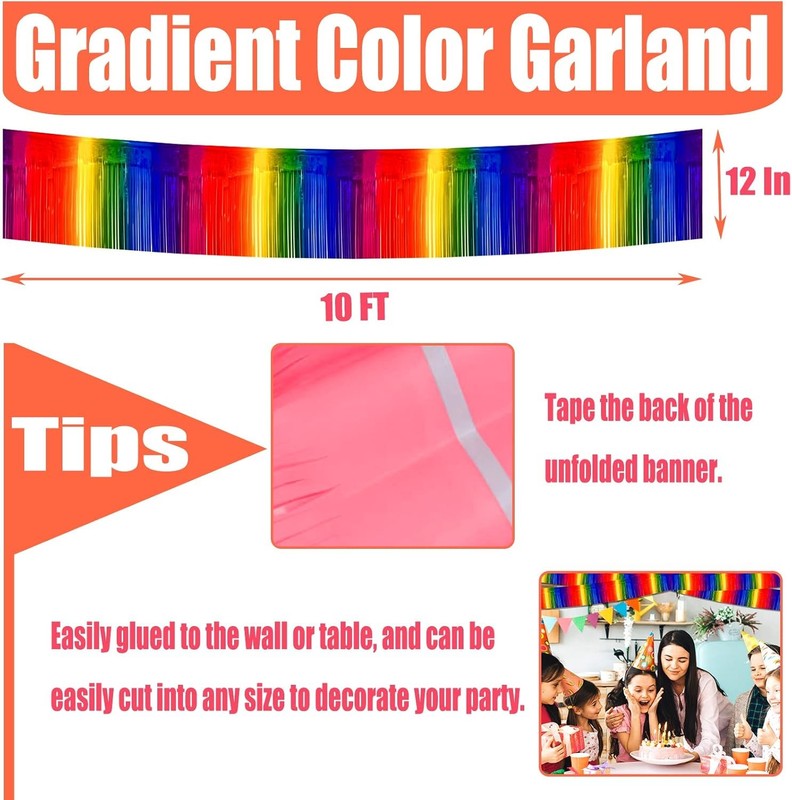 6 Pack 10 Feet Foil Fringe Garland Metallic Tinsel Streamers Banner Wall Hanging gallery