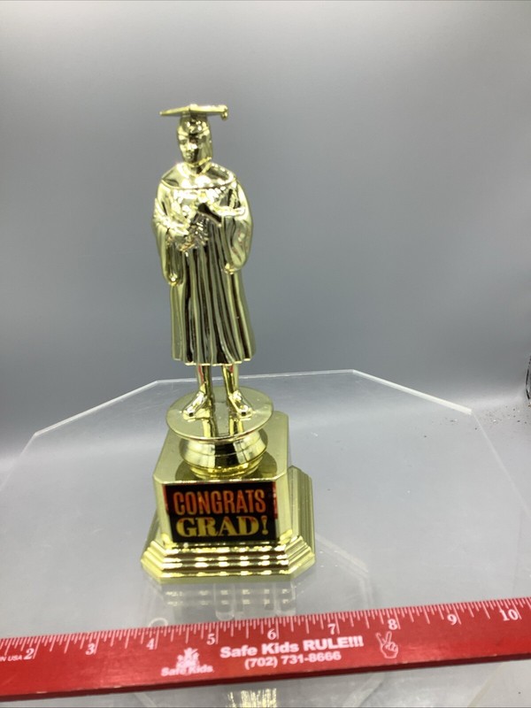 CONGRATS GRAD ! Trophy Approx. Size 8 1/2 inches x 3 1/2 inches. 52