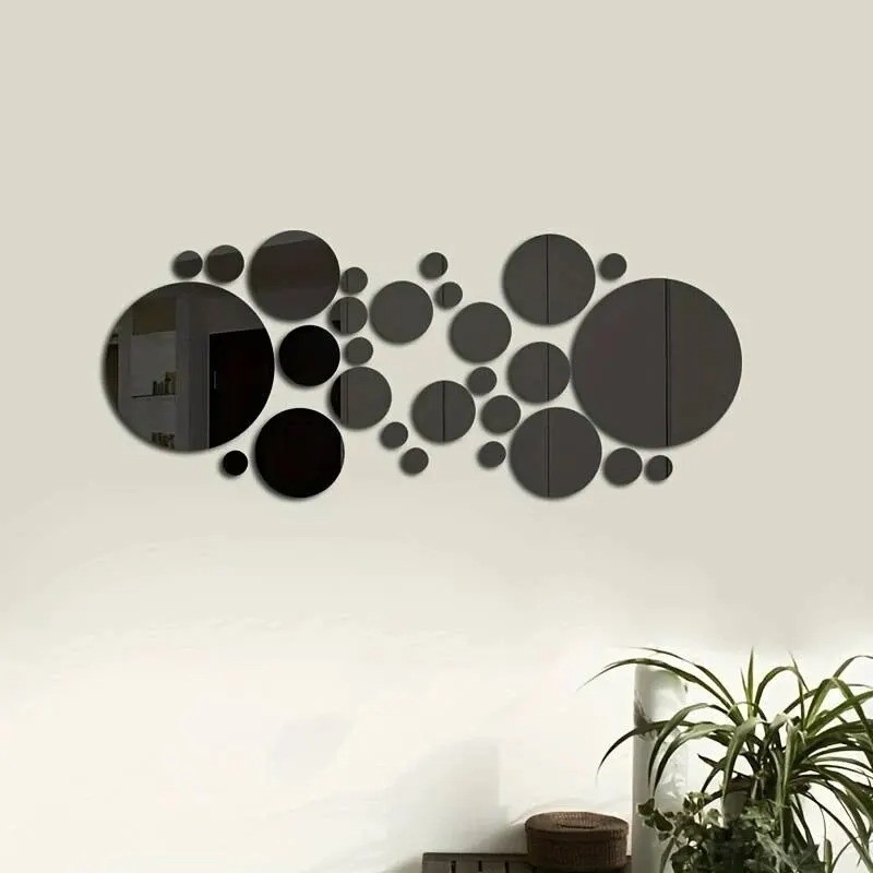 26 PCs 3D Acrylic Mirror Wall Sticker Round DIY Wall Decal For Living Room Decor gallery