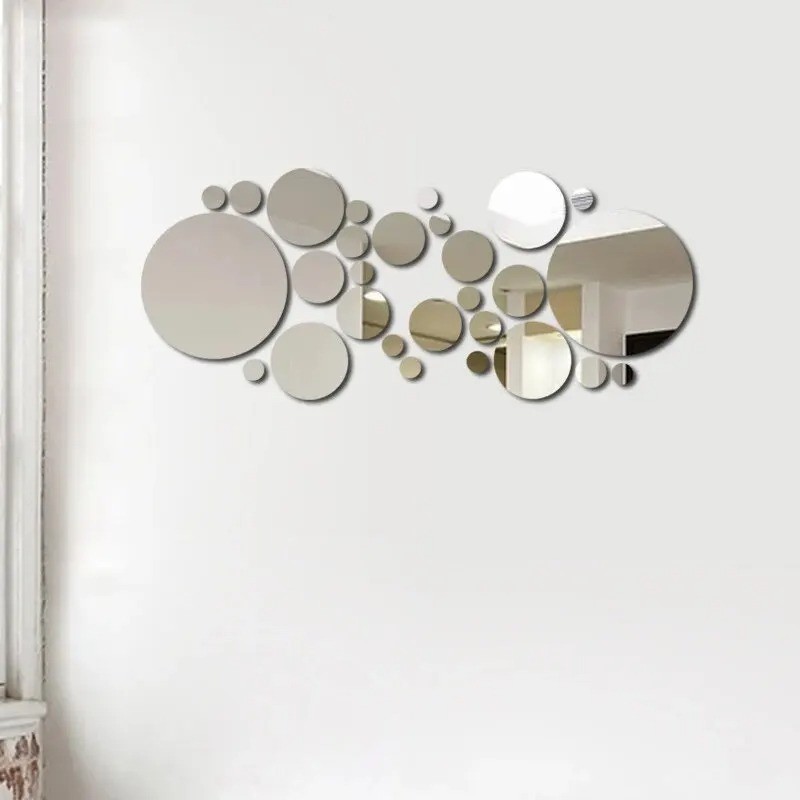 26 PCs 3D Acrylic Mirror Wall Sticker Round DIY Wall Decal For Living Room Decor gallery
