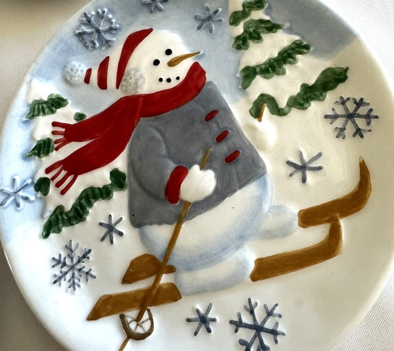 New in Box * SNOWMAN DAYS 4 pc set MINI PLATES * MWW MARKET *SUSAN WINGET * 4.5" gallery