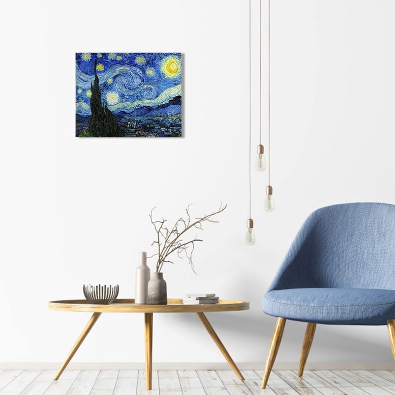 Van Gogh Canvas Wall Art: Starry Night Landscape Painting Picture Reproductio... gallery