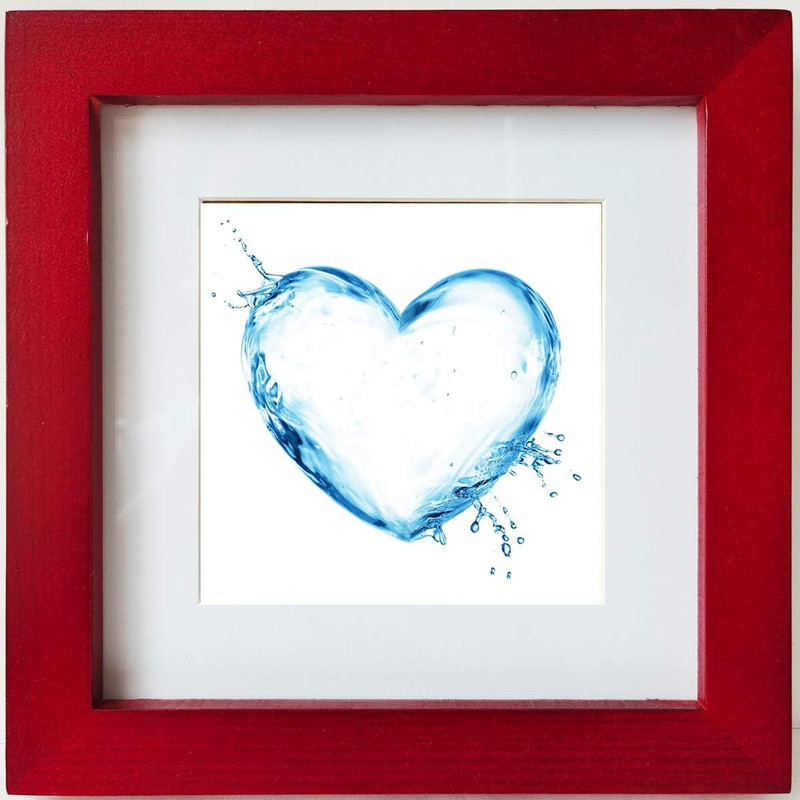 6X6 Picture Frames Red Wood, 4X4 Picture Frame with Mat, Square Solid Wood Frame
